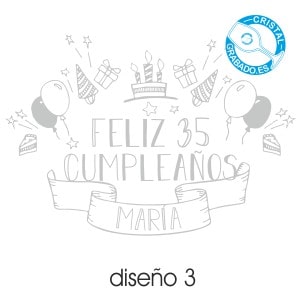 Ejemplo de diseño de grabado con motivo de cumpleaños